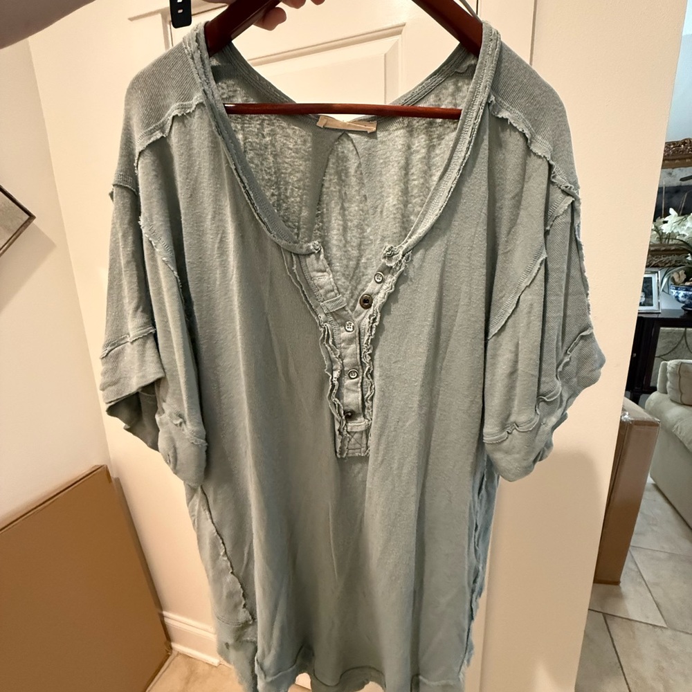 Free people Light Blue Button-Up Top